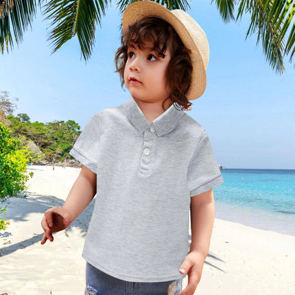 Baby Boys POLO Shirts Kids Short Sleeved T-shirt 2026 New Summer Solid Lapel Tops Toddler Boy Clothes 18M-6Y Children Clothing