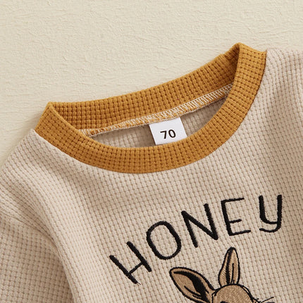 0-24M Baby Girls Boys Sweatshirts Rompers Easter Clothes Rabbit Letter Embroidery Long Sleeve Spring Bodysuits Jumpsuits