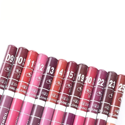 New 2025 Hot Sale New 12 Color 1Set Professional Metal Makeup Pencil Lipstick Suitable Women's Makeup Matching Lipstick Supplies