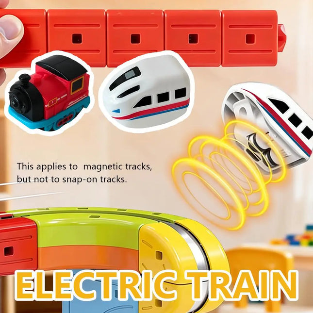 Electric Train Magnetic Train Car Railway Track Accessories Magical Orbital Cube For Kids Educational Train DIY Building Blocks