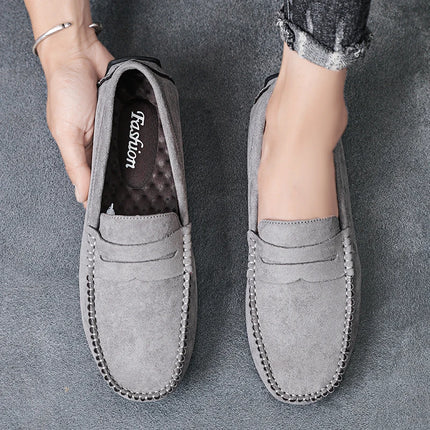 Fashion Suede Men Casual Shoes Breathable Leather Mens Loafers Slip on Male Driving Shoes Luxury Brand Comfortable Boat Shoes