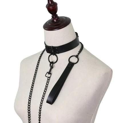 Adjustable Bandage Collar and Leash Sex Toys Slave Necklace Pu Leather BDSM Choker for Women Sexo Restraints Collar Sexual Gay