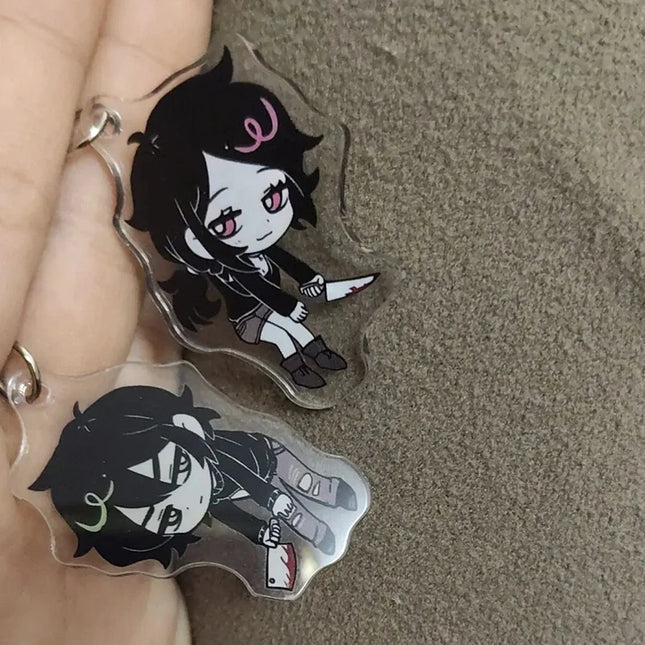 Game The Coffin of Andy and Leyley Cosplay Keychain Keyring Kawaii Acrylic 2Pcs/set Key Chain Bag Accessories Ornament Prop