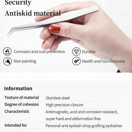 1 Pcs MASSCAKU Eyelash Tweezers Extension Stainless Steel Superhard Tweezers Non-Magnetic Professional Pincet Lashes Makeup tool