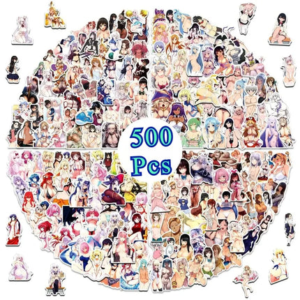500PCS Not Repeated Anime Sexy Girl Bikini Stickers Waterproof Kawaii Decals for Laptop DIY Otaku Gift
