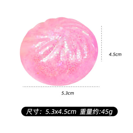 Color Glitter Dumpling Squishes Stress Balls Fidget Sensory Toys Simulation Food Squishies Bun with Steamer Squeeze Dough Gifts