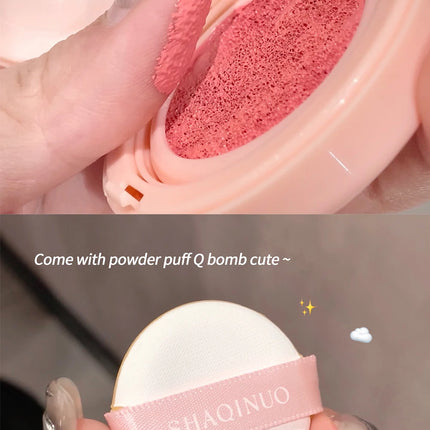 Creamy Air Cushion Blush Hydrating Matte Pink Natural Cheek Tint Brighten Face Waterproof Silky Liquid Blusher Cream With Puff