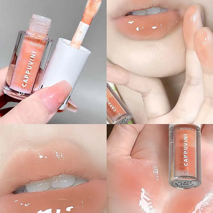 Clear Transparent Grey Purple Lip Gloss Hydrating Drying Lips Mirror Lip Glaze Tint Plumper Moisturizing Crystal Lip Oil Makeup