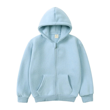 1-10Years Kids Baby Boys Girls Clothes Toddler Fleece Hoodie Winter Sweatshirt Tops Outfits Children Solid Zipper Coat Clothing