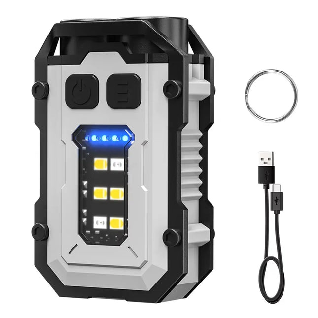 BORUiT 900LM Keychain EDC LED Flashlight Type-C Rechargeable Work Light Torch with Magnet Pen Clip Camping Pocket Lantern