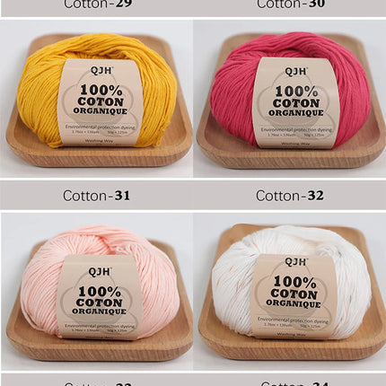 3PCS 100% Organic Cotton Yarn Machine Washable For Adult Baby Sweaters/Gloves/Scarves/Hats Etc. 50 gr (1.76 oz) 125 m (136 yrd)