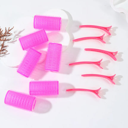 12pcs/set air bar curling iron tube self-adhesive magic roll and bangs hair clip curling styling tool  Special for real hair wig