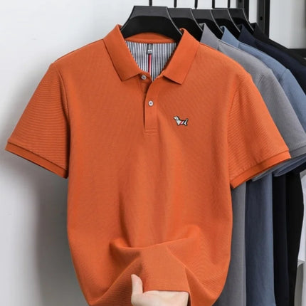 100% pure cotton summer 2025 men's new Polo T-shirt classic version comfortable breathable short sleeve premium embroidered top