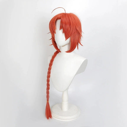 Cosplay Wig Gintama Anime Wig Kamui Long Braided Ponytail Wig Daules Ginger Game Role-Playing Synthetic Wig Middle Part