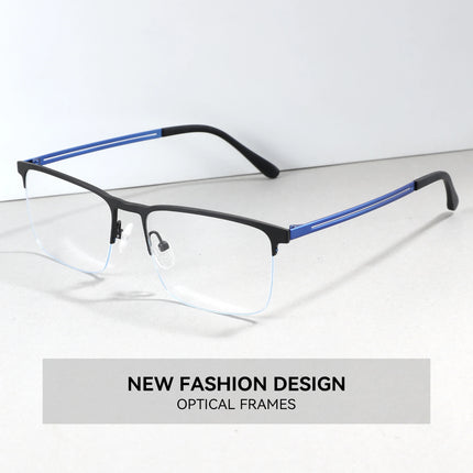 ZENOTTIC M Size Minimalist Square Glasses for Men Metal Half Rimless Frame Prescription Lenses Sleek Modern Style