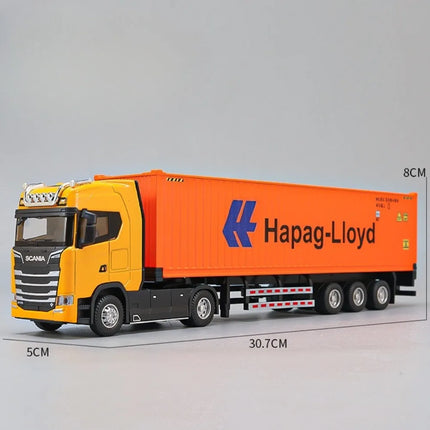 1:50 Scale Truck Transport Car Model Toy Metal Container Alloy Diecast Simulation Engineering Container Vehicle Models Boys Toys