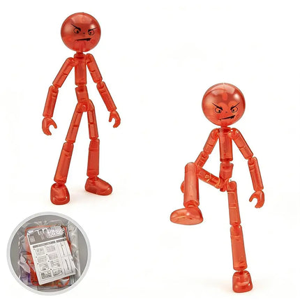 3D Printed Jointed Dummy Action Figure DIY Assembly Movable Robot Red Translucent Toy Model Gift