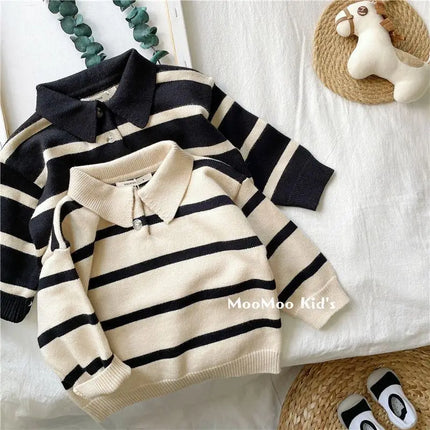 2026 Spring Autumn Children's Sweater Striped Boys And Girls Casual Sweater Baby Children's Long-sleeved Clothing Sweater