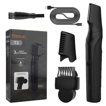 Resuxi New Men's Electric Body Hair Trimmer Multi Functional 3 in 1 Hair Clipper Shaver Set IPX5 Full Body Water Wash Clipper
