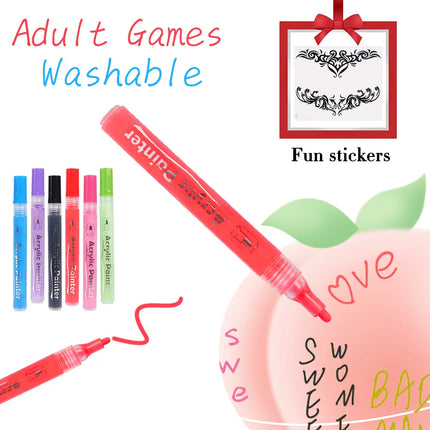 Flirting Body Washable SM Graffiti Pen Matching stickers for more fun, Sexy Sex Toys Adult With Flirting Body Shame Toys