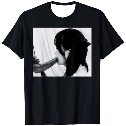 2026 Summer New Men's Fun Cat Pattern T-shirt with Black Background and White Cat Pattern Is A Hip-hop Cat Enthusiast T-shirt