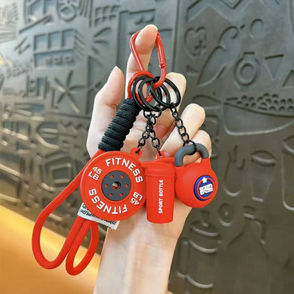 Fitness themed keychain, fitness keychain sports exquisite keychain bag charm men's and women's backpack pendant fitness dumbbell pendant gift for fitness enthusiasts