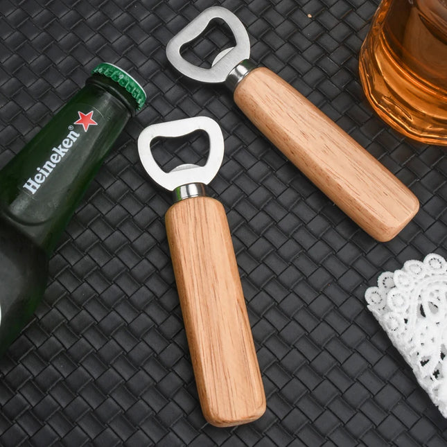 Wooden handle beer bottle opener Commercial wooden bottle opener Stainless steel bottle opener Creative bottle opener
