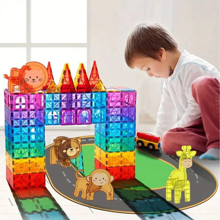 Magnetic Building Blocks, Magnetic Sheet Toys, Versatile Assembly Construction Toys, with Dinosaur Props, Suitable for Birthdays
