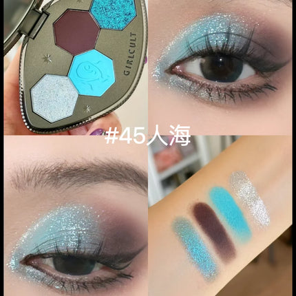 Girlcult Chameleon Eyeshadow Palette 4 Colors Waterproof Long Lasting Matte Shimmer Purple Smokey Highly Pigmented Makeup