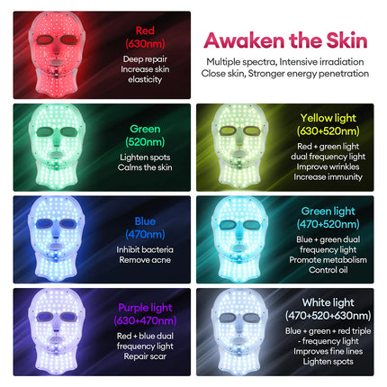 Wireless 7 Colors LED Face Neck Mask Rechargeable Photon Therapy Mask Red Light Skin Tightening Lifting Facial Beauty Device Home SPA Facial Care Machine