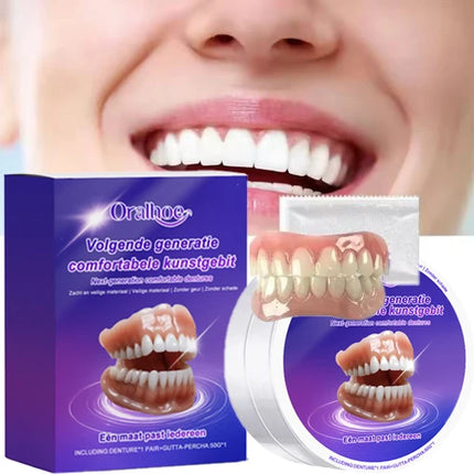 Flexible Silicone Dentures Full Set – Realistic Upper & Lower False Teeth, Comfort Fit, Secure Hold, Natural Smile Replacement