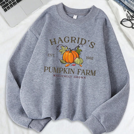 Hagrid'S Pumpkin Farm Printed Sweatshirts Women Casual Hoodie Warm Crewneck Clothes Winter Comfortable Sportswear