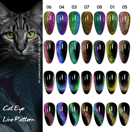 6 colors Starry Sky Effect Magnetic Gel Polish Set with Soak Off UV LED Cat Eye Gel Polish Manicure Nail Art Kit - Magnetic Stic