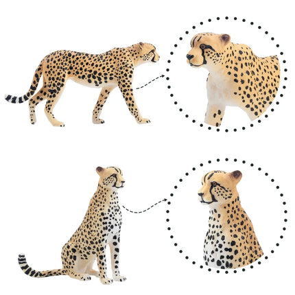 8Pcs Toymany Simulation Cheetah Figures Set Wildlife Animal Model Cake Toppers  Kids Children Gift  Mini Collectible Figurines