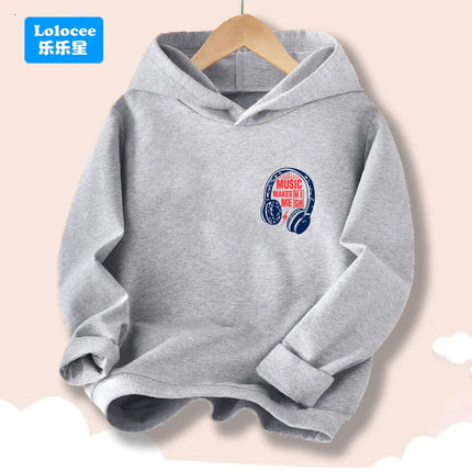 Kids Hoodie Music Headphone Print Casual Pullover -Children's Hooded Sweatshirt Fashion Spring Fall Daily Wear for Boys EJCK1