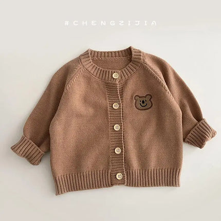 2025 Autumn New Cute Bear Knitted Baby Clothes for 1-7Y Korean Kids Cardigan Sweaters Baby Girls Boys Warm Outerwear Jacket