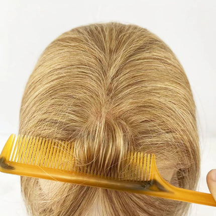 Golden Blonde #27 Silk Base Lace Closure Wig with Baby Hair Virgin European Human Hair Toppers for Women