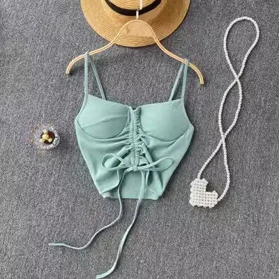 Strapless Western Style Skinny Tanks Camis for Women Summer Casual Solid Colours Female Corset Crop Tube Tops with Built In Bras