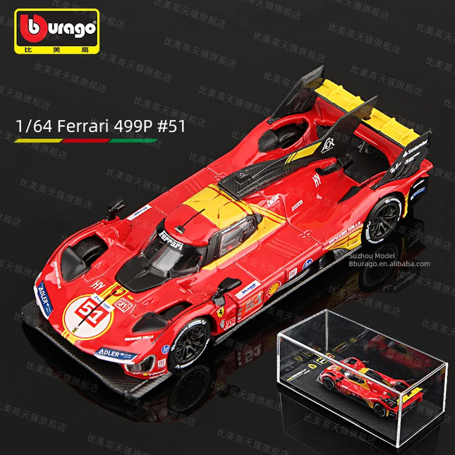 Bburago 1:64 Ferrari 499P 83# 51# Alloy Car Model Racing Diecast Vehicles Toy