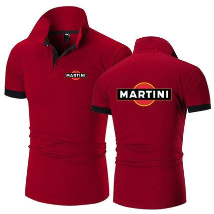 New Summer Martini Racings Men's Business Button Lapel Polo Shirt Printing Short Sleeve Casual Fashion Slim Fit Tops
