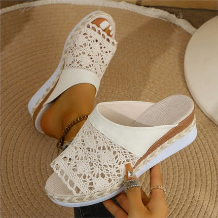 Women's Sandals Low Heels Sandals Shoes For Woman Summer Sandals Wedge Heel Slippers Summer Shoes Indoor Outdoor Sandalias Mujer