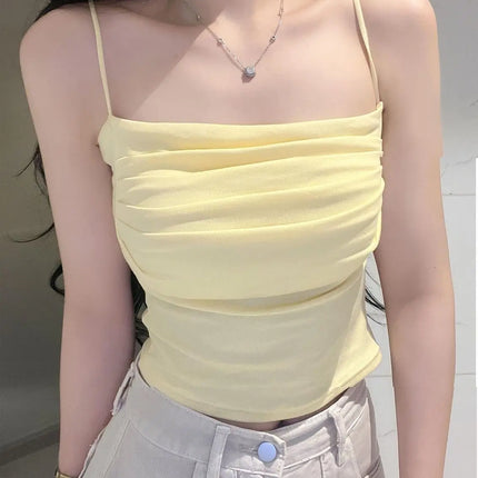 Design Sensation Beautiful Strap Vest Women's White with Chest Pad Outdoor Wear Slimming New Model Inner Match Base Shirt Cov...