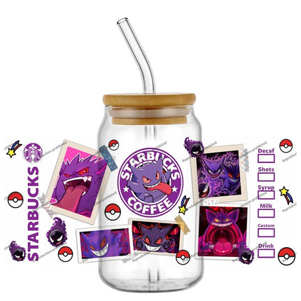 popular Pokemon UV DTF Cup Wrap 16oz Reusable Washable SelfAdhesive transfer Sticker for DIY Tumblers DIY Home decoration