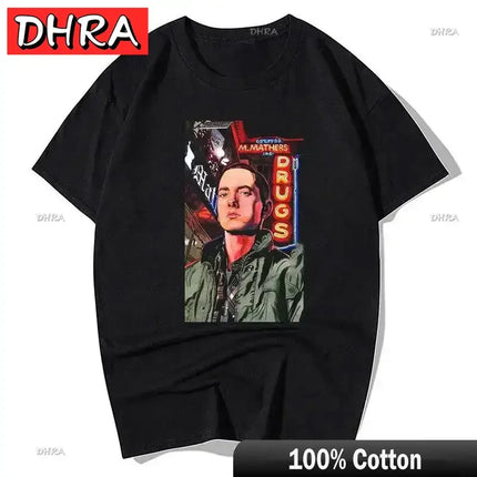 Summer Rapper Eminem Graphic Printed Tshirt Men Retro Cotton Hip-hop Fashion Casual T-shirt Women Cool Music Style Tops Clothing