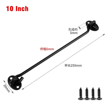 Stainless Steel Heavy Duty Privacy Hook and Eye Latch Lock with Screws Black Silver Barn Door Easy Locks Gate Latch Window Wind