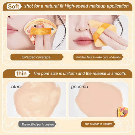 5PCS GECOMO Pizza Shaped Powder Puff Box Set Wet And Dry Dual-use Soft Thick Skin-friendly Makeup Sponge Air Cushion
