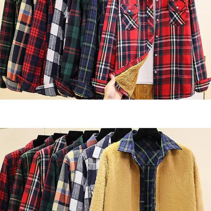 Thickened Fleece Winter Shirt Jacket for Women Casual Style Plus Size Slimming Design Versatile Autumn Winter Collection