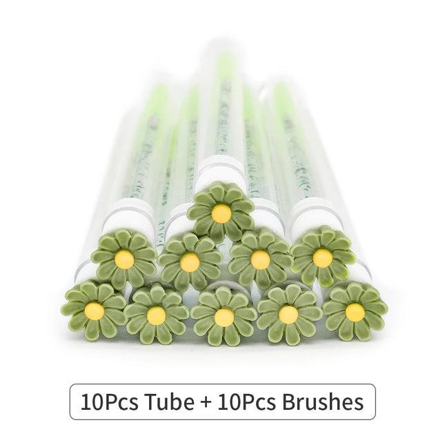 10/50Pcs Eyelash Brush Tubes With Crystal Lash Mascara Wands Eyebrow Comb Spoolies Container Lash Brush Applicators Makeup Tools