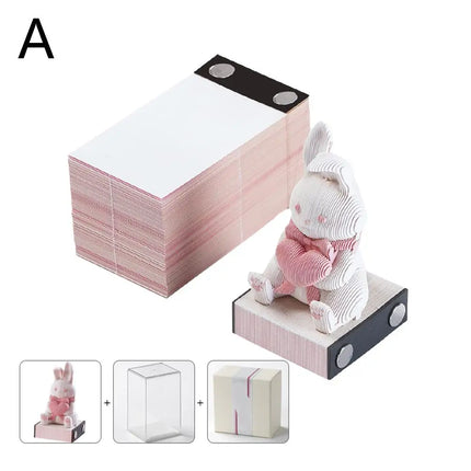 3D Notepad Cute Bunny 3D Memo Pad Animal Sticky Note Art Notes Block Office Accessories Birthday Gifts For Kids Friends