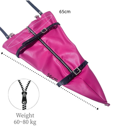 Metal Zipper Plus Size Single Arm Bondage Gloves with Adjustable Shoulder Straps Bag for Couple BDSM Fantasy Adult Sex Toys